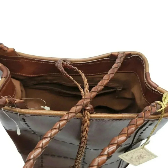 Ellepi Patchwork Bag Brown Leather Retro Purse Classic Shoulder Bag Braided NEW - Picture 6 of 7